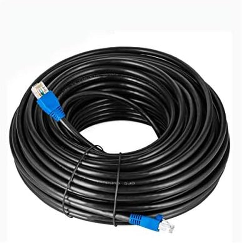 Cat5E Outdoor Waterproof Ethernet Cable with 24AWG RJ45 Plugs 350Mhz Direct Burial Network Internet Cable for Data LAN Routers Modems Black 250 Ft 1 Pack